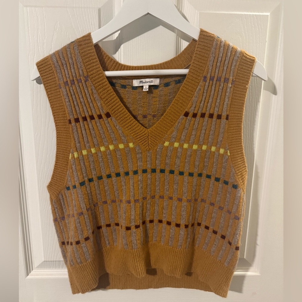 NWOT Women’s Madewell Jacquard V-Neck Sweater Vest! Thanksgiving Top Size Large